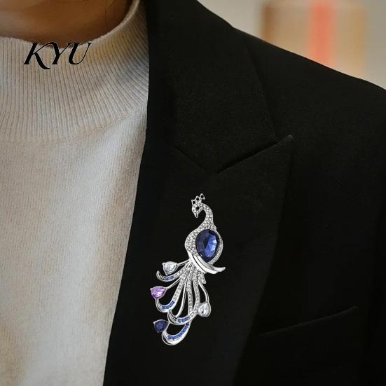 Rhinestone Peacock Pin Faux Crystal Brooch for Women, Bling Lapel Pin, Dainty Clothing Jewelry Wedding Party Prom Shape