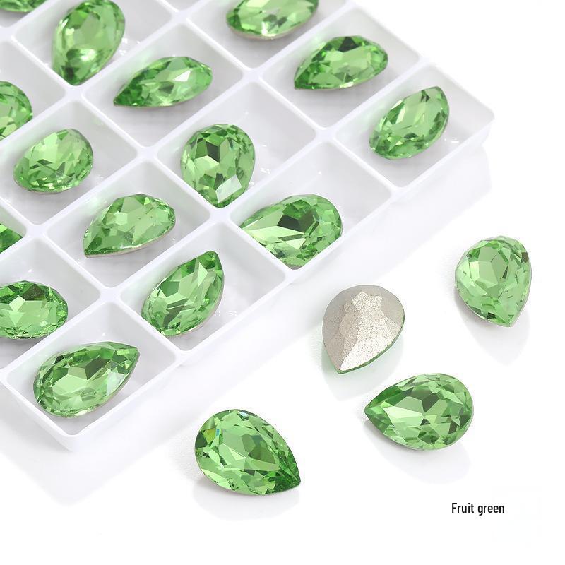 High-Grade K9 Teardrop Rhinestone DIY Jewelry Accessory - Silver-Plated Base with Irregular Crystal Glass Drill, Pointed Bottom