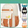 Print Letter Xsyp Backpack With Color Blocking Design For School Travel Use