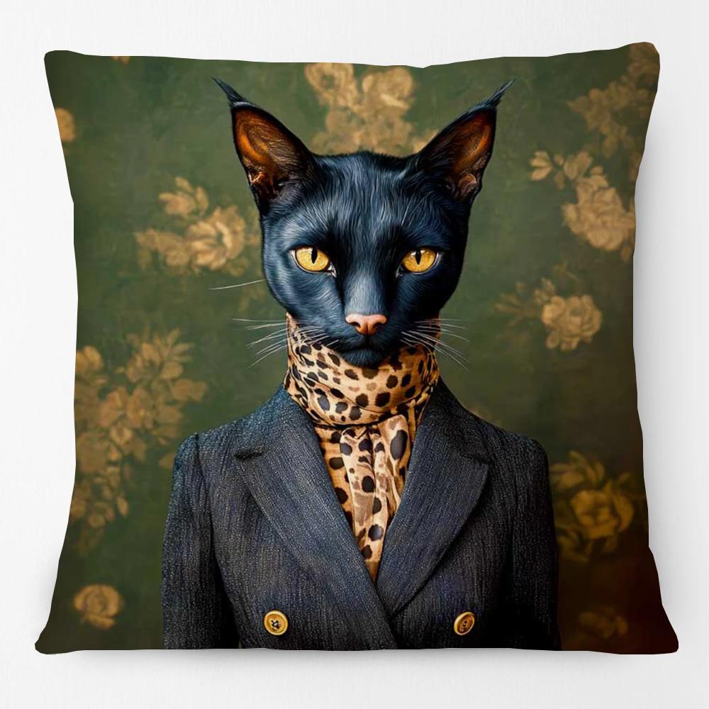 Fashion Animals Portraits Poster Zebra Tiger Leopard Lion Giraffe Fox Moose With Floral Cushion Cover Decorative Pillow Case
