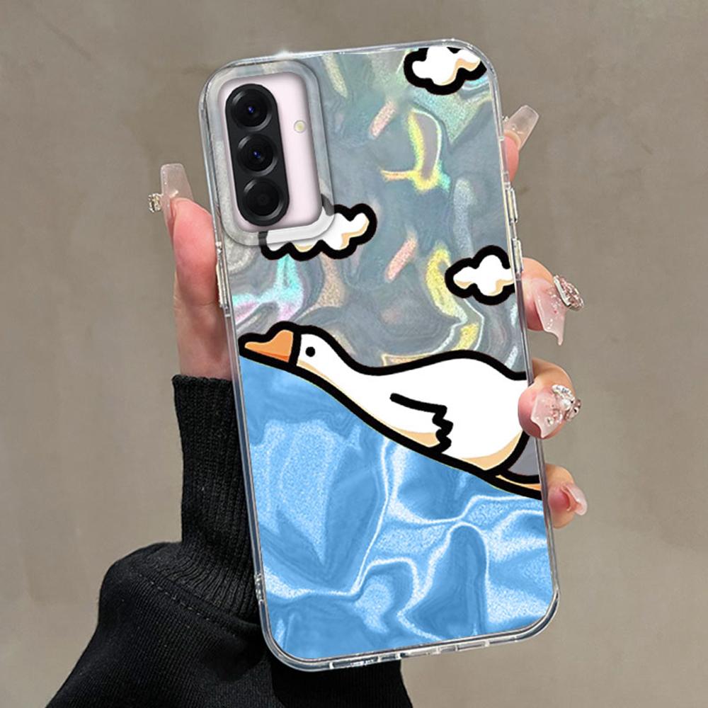 

Милый мультяшный чехол для телефона с уткой и кошкой Чехол для телефона для Samsung Galaxy A56 A36 A26 A16 A55 A25 A15 A35 S24 S25 Силиконовый чехол Задняя крышка Samsung S24 FE белый