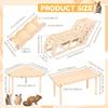 4Pcs Hamster Platform Natural Wood Hamster Climbing Toy with Ramp Tunnel Shelter Small Pet Resting Area Hamster Cage Accessories