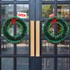 Christmas Hanging Garland With Red Bow 30cm Wreath For Door Wall Window Durable Plastic New Year Festive Party Decoration