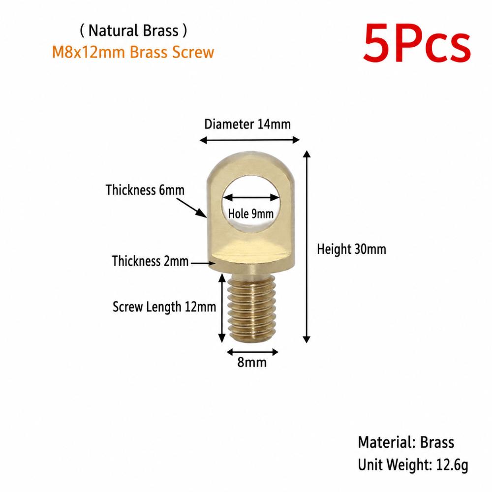 5Pcs M3-M10 Brass Eye Bolts Brass Lifting Ring Eye Bolt for Wire Rope Plant Light Suspension
