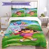 Dora Explorer Customize Your Name Bedding Set Breathable Duvet Cover with Pillowcases Home Decoration Birthday Gift