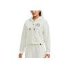 Under Armour Project Rock Logo Print Zip Hoodie Women Hoodie Ivory-White 1379002-130