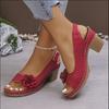 Spring and Summer New High-heeled Sandals with Hollowed-out Flower Sandals Fish Mouth Thick-heeled Sandals