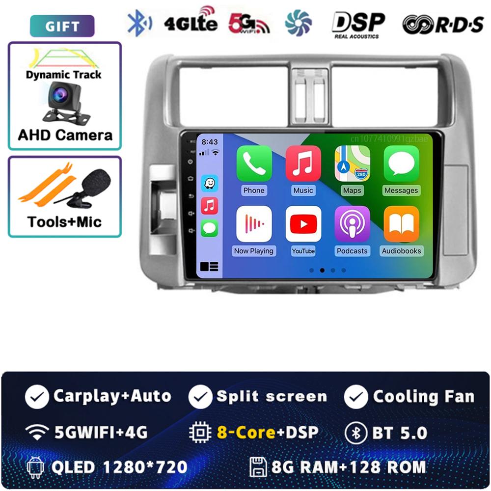 Android 14 Carplay Car Radio For Toyota Land Cruiser Prado 150 2009- 2013 Multimedia Video Player Navigation GPS Stereo 2Din DVD