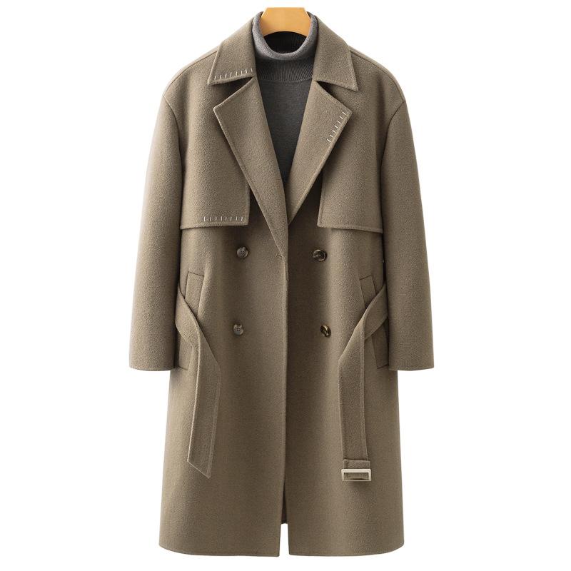 

Пальто мужское среднее и длинное зимнее утолщенное теплое без кашемира корейское пальто-тренчкот мужские шерстяные изделия 3XL