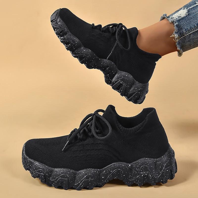 

Shoes women s new lace-up fly-woven socks shoes fashion trend sports shoes one pedal lazy shoes 41 чорний