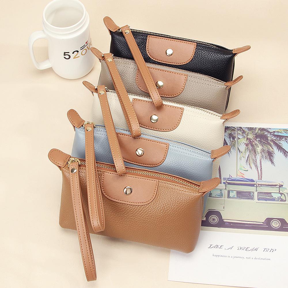 Women's Long Genuine Leather Wallet - Large Capacity, Lightweight, Fashionable Color Block Clutch with Zipper