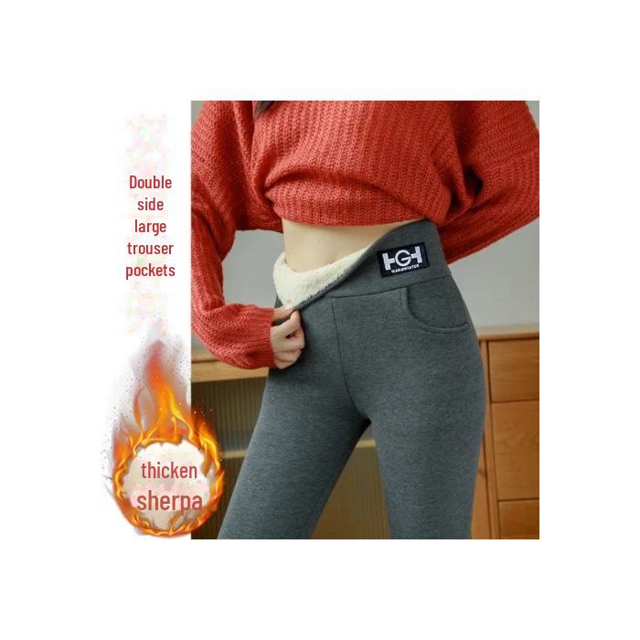 

Женские леггинсы из плотного бархата из овчины - черные или серые, осень/зима 2023 г. 3XL