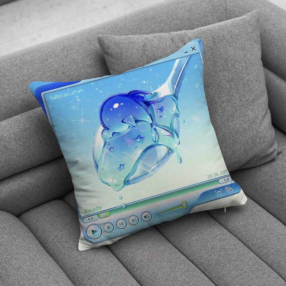Frutiger Aero Art Pillow Case Antidustmite Pillowcase Invisible zipper silky short plush Sofa cushion cover