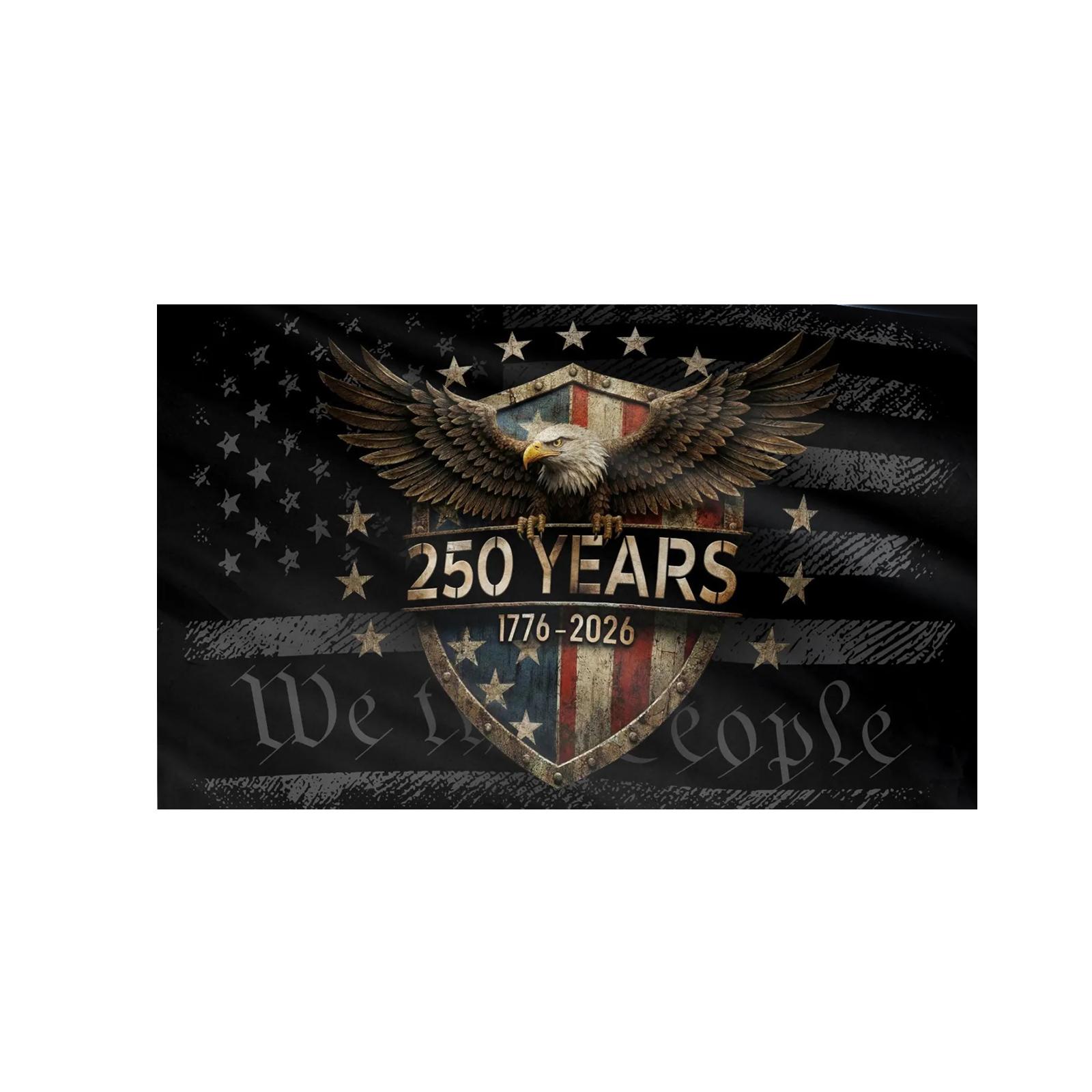 Commemorative Single-Sided Flag 60x90cm 250 Years 1776-2026 Eagle Shield Design Patriotic Decoration Durable Material One Size