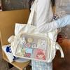 Y2K Cute Bow Ita Bag Women Transparent Shoulder Bag Nylon Pleated Korean Style Fashion Tote Bag Large Capacity Female Handbag