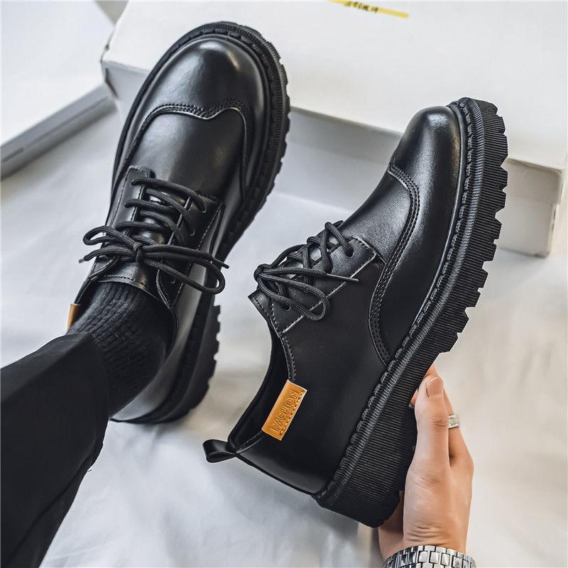 Low-Top British Style Men's Leather Shoes Height Increasing Bright Upper Elegant New In Legitimate Luxury Sale Male Casual Shoe