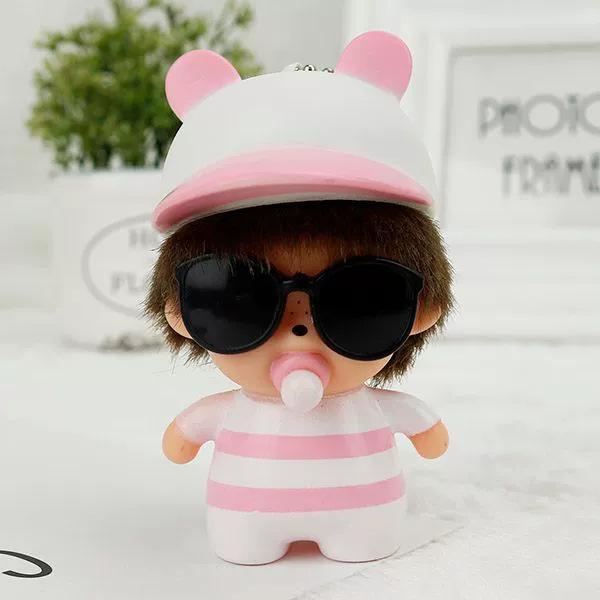 

Monchhichi Keychains Cartoon Chhichi Sunglasses Toy Ornament Decoration Cute Keychains Bag Pendant Desk Accessories Holiday Gift (As shown-21272)-
