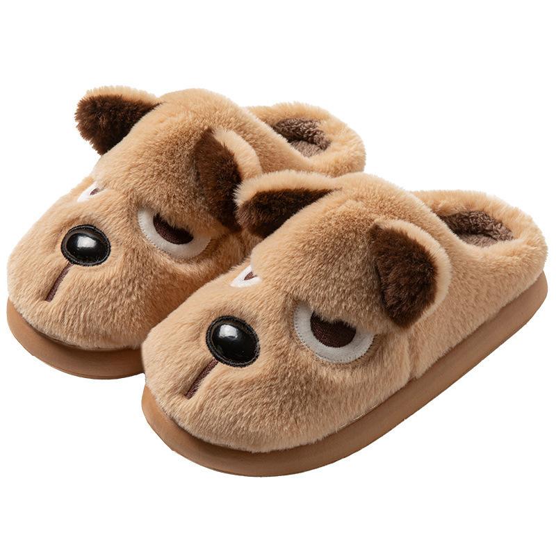 Puppy Baotou Cartoon Cotton Slippers Men's Winter Non-slip Plush Indoor Warm Cotton Slippers Winter