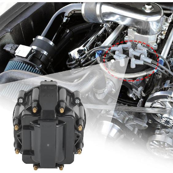HEI Distributor Cap and Rotor Replacement For K549 SBC 283 305 307 327 350 400 BBC 454 396 427 Black Male Large Distributor Cap Rotor Kit