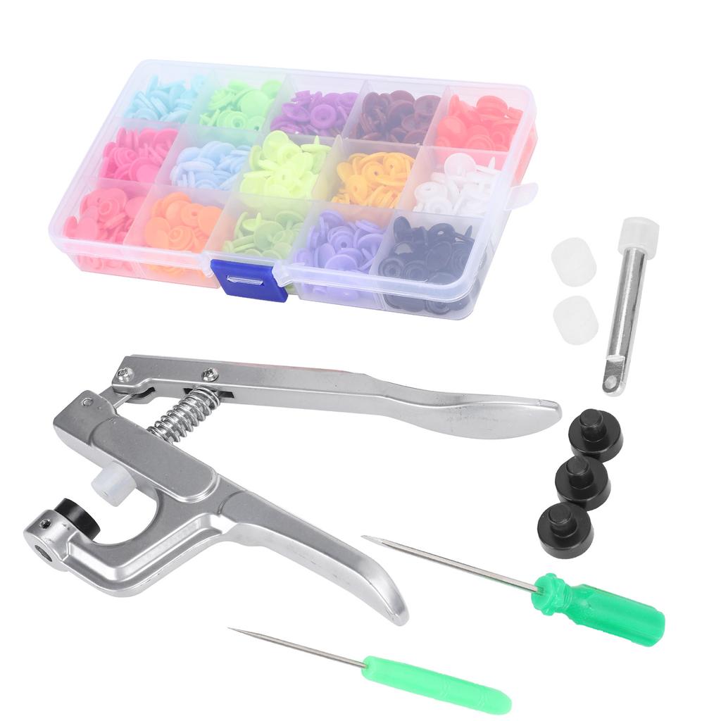 Snap Fasteners Kit Sewing Button Punching Machine Hand Pressing Pliers Tools Set