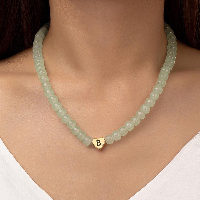 

Korean Style Fresh Beaded Heart Pendant Necklace for Women