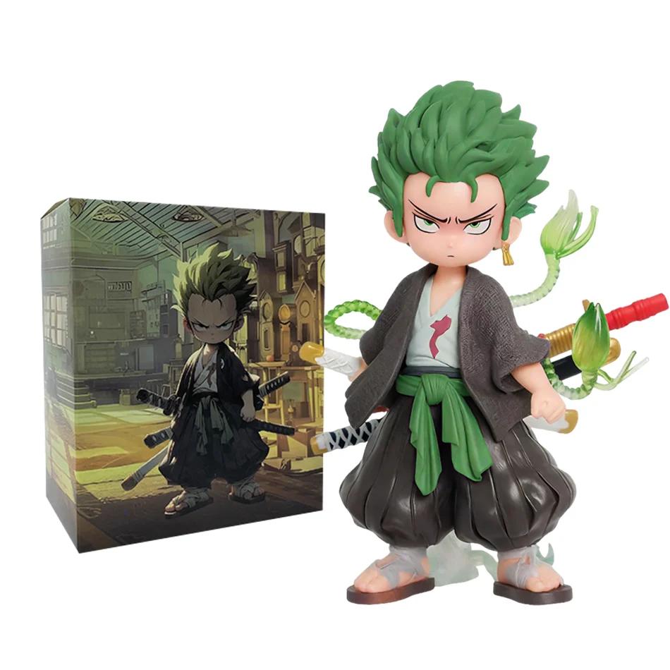 12-15cm ONE PIECE  Anime Monkey D Luffy Roronoa Zoro Q-Version PVC Model Desktop Car Ornament  Kids Birthday Christmas Gift Toys