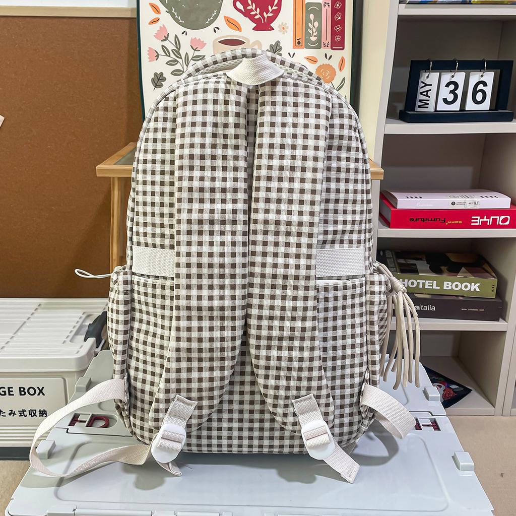 Schultasche Japanischer ins Campus Vintage Karomuster Rucksack Damen, Herbst und Winter Mittelschulmädchen High-School-Schüler Schultasche Leichtgewicht