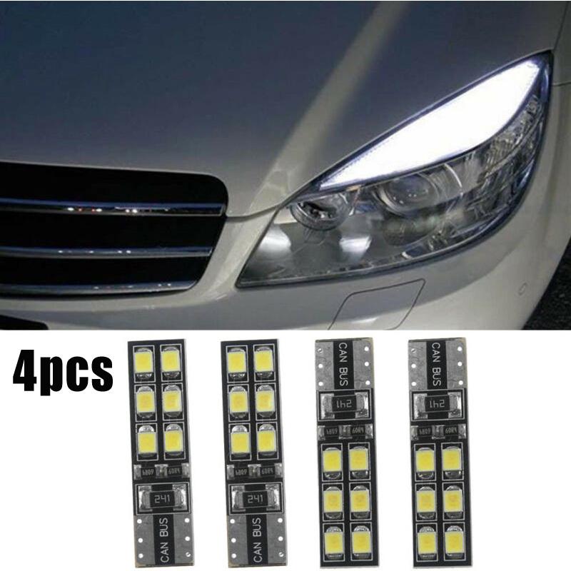 Car LED Lights Auto 4Pcs 6000K White Error Free Eyebrow DC12V Lamp Bulbs