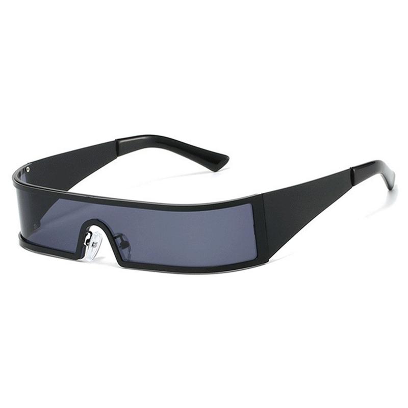 

Retro Futuristic Style Sunglasses, One-Piece Lens Narrow Frame Sunglasses, Unisex Trendy Brand Street Shooting Eyewear 9094 чорний