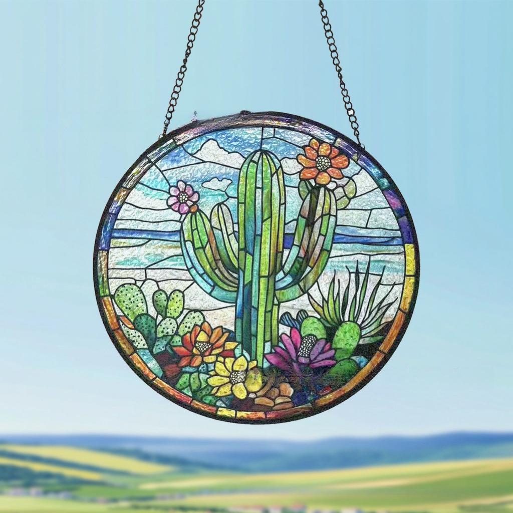 New Colorful Cactus Glass Pendant Home Catcher Garden Ornament Decoration Home Decor