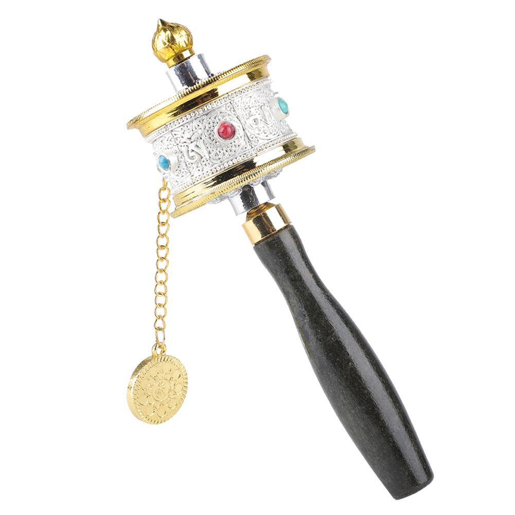 Legering Tibetaans Zes Woorden Mantra Handaangedreven Gebedsrad (Goud)
