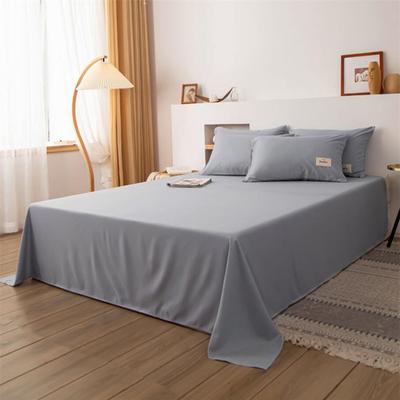 Flaches Bettlaken aus gewaschener Baumwolle, solide Bettdecke, Einzelbett, Doppelbett, Queen-Size-Bett, Bettwäsche, weiche Tagesdecke (Kissenbezug Kann Bestellen)
