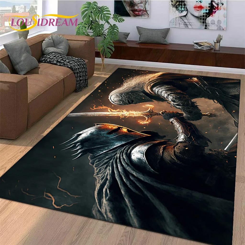 Knight Templar Cavalier Crusaders Cartoon Carpet Rug for Bedroom Living Room Home Sofa Decoration,Kid Game Large Decor Floor Mat