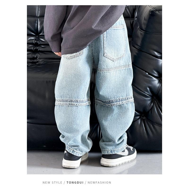 Boys Autumn Loose Straight Denim Jeans Big Kids Casual Trousers