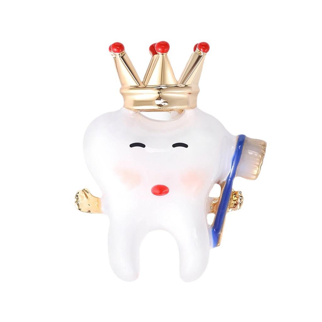 Enamel Teeth Pin for Women Unisex Rhinestone Cartoon Tooth Brooch Event Party Backpack Decoration Clothes Accessories