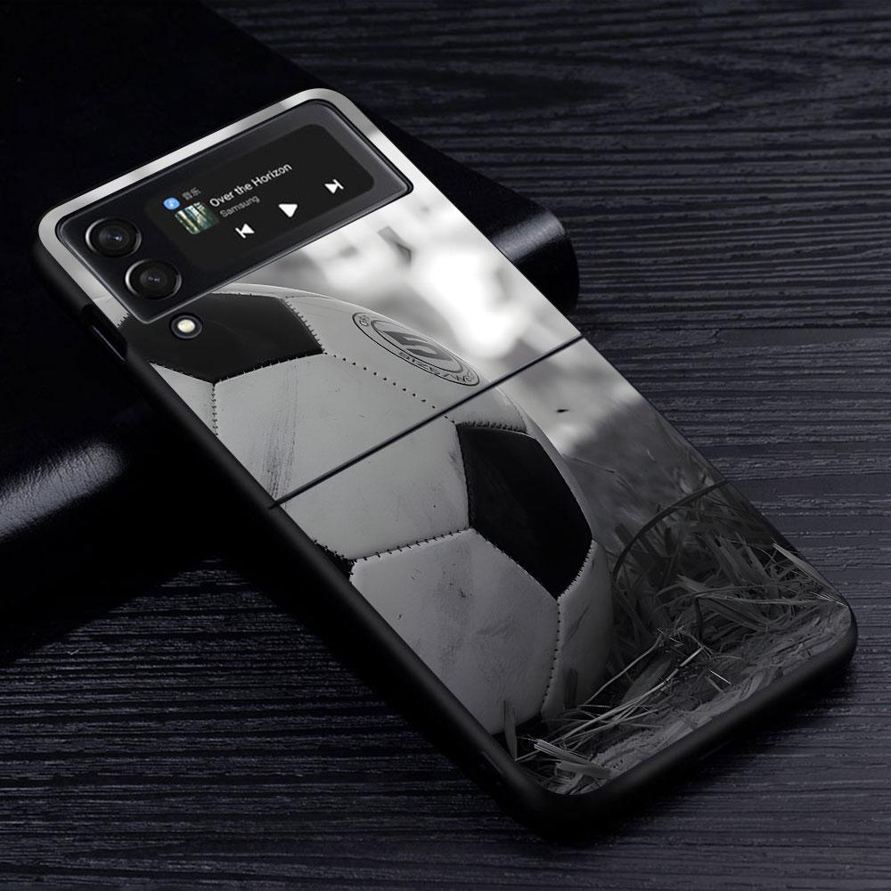 Football Sport Soccer Case for Samsung Galaxy Z Flip4 Flip3 5G PC Hard Cell Phone Shell Z Flip 4 3 Black Zflip4 Zflip3 Cover