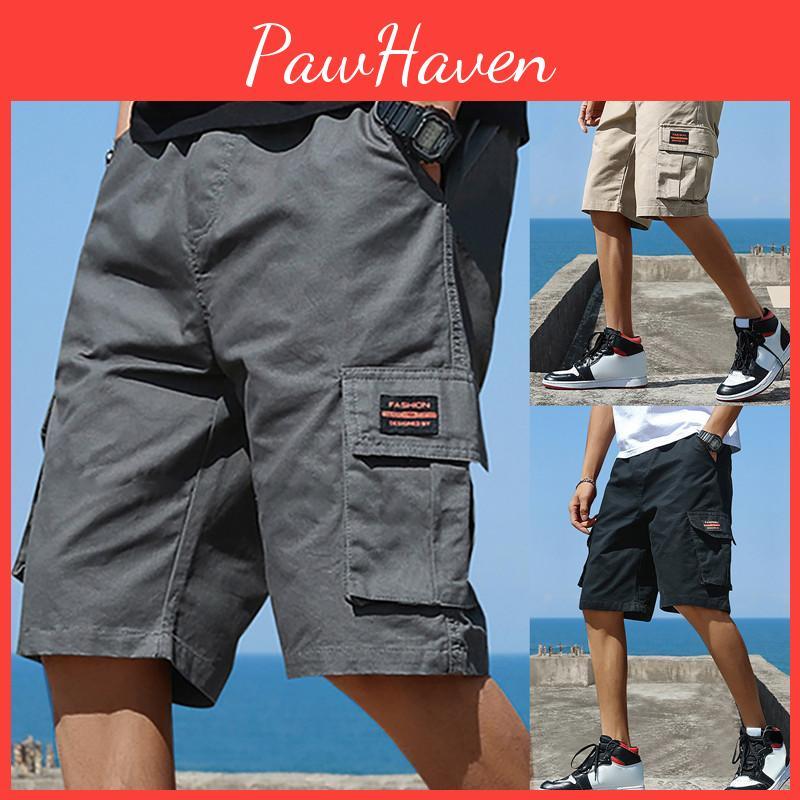 Cargo Men Trend Shorts M8xl Mens Letter Print Pocket Shorts Summer Fashion Casual Straight Shorts Male Ropa Hombre