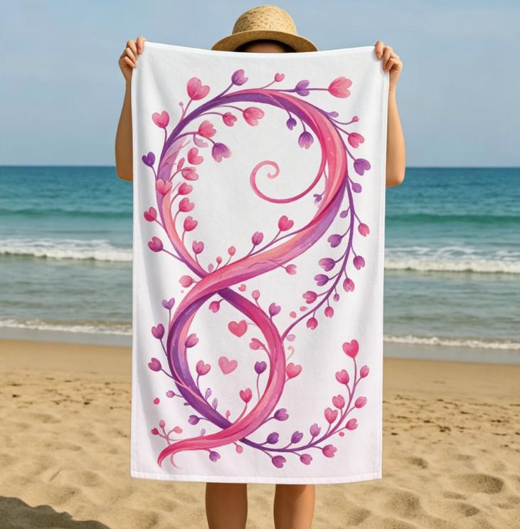 Boho Regenbogen Herz Strandtuch, Mikrofaser Sandfrei Schnelltrocknend, Süßer Liebesdruck, Weich Saugfähig für Kinder & Sommerurlaub