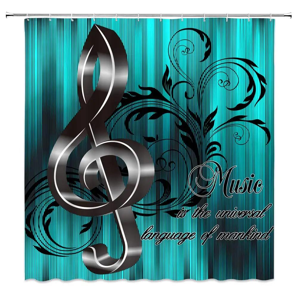 

Music Shower Curtain,Black And White Music Notes Bathroom Shower Curtains Polyester Fabric Fashion Gray Bathroom Set With Hooks W60H190(CM)-1 Pcs