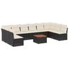Vidaxl 11-Cz. Garden Lounge Set, Cushions Black Rattan Pe