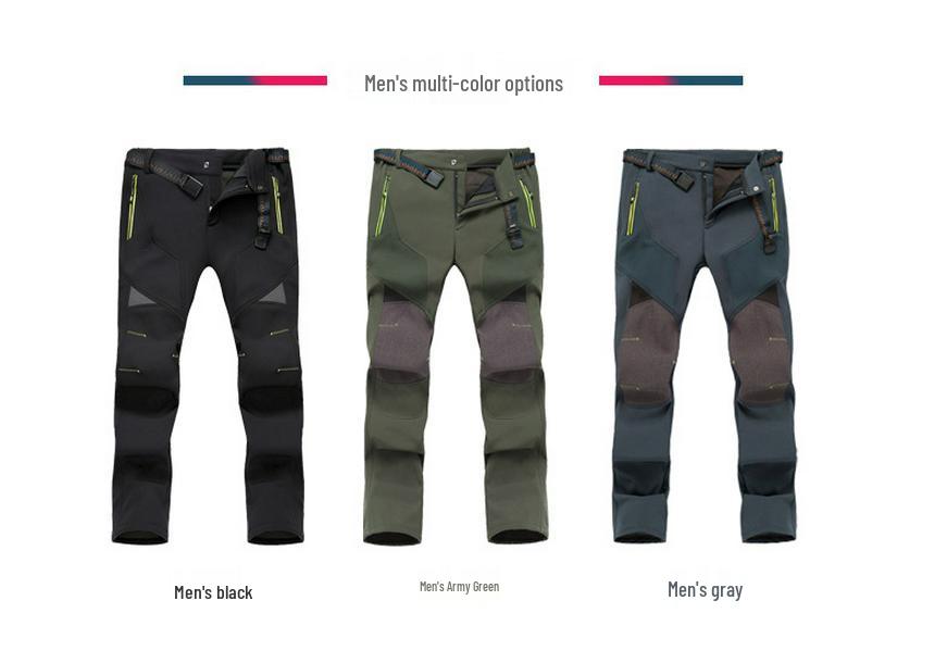 Men's and Women's Plus Size Slim Fit Fleece-Lined Waterproof Windproof Winter Mountaineering Pants