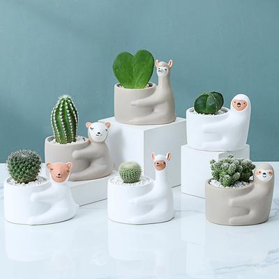 Sevimli Hayvan Çiçek Saksısı Seramik Saksı Ev Dekoru Masaüstü Sanat Süsleri Bonsai Sukulent Saksı Bitki Saksısı Bahçe Dekorasyonu
