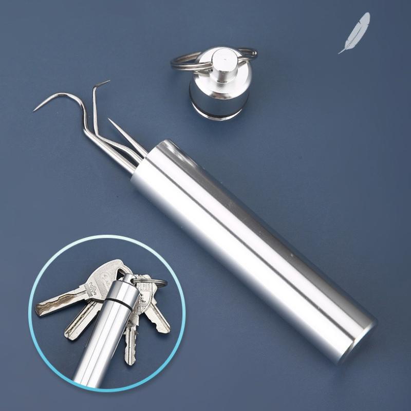 Set de scobitori din oțel inoxidabil Ață dentară Scobitori reutilizabile Scobitoare portabile Ață dentară Curățare dinți Curățare orală