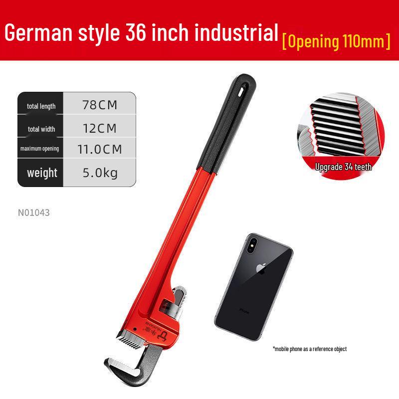 German Style Heavy Duty Pipe Wrench and Universal Water Pump Pliers – Large Opening, High Hardness for Plumbing Installation