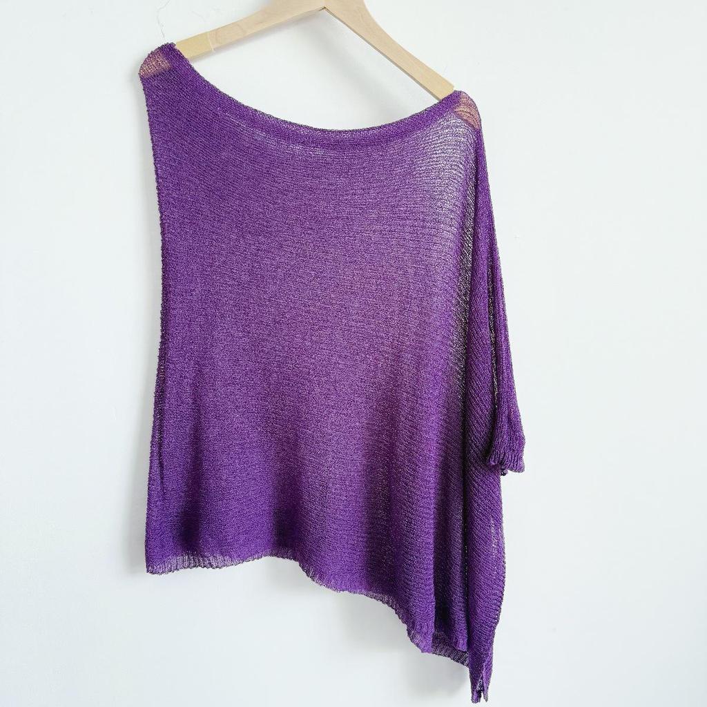 Vícesměrný otevřený pletený pončo šál s tílkem