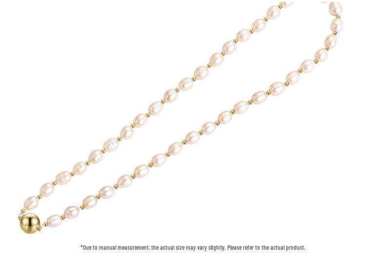 S925 Silver Rice Grain Pearl Necklace: Elegant Women's Clavicle Chain with a Niche Design, Versatile and Stylish Pendant.