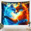 Fire & Ice Phoenix Tapestry, Red Blue Mythical Birds on Black Starry Background, Wall Hanging for Fantasy Aesthetic Decor