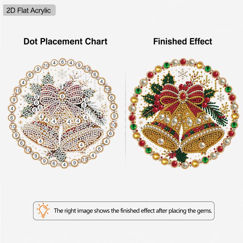 2D Flat 1pc Christmas Pearl Diamond Art Hanging Kits, 3D Mixed‑Sized Beads Craft, DIY Acrylic 25cm/20cm Pearl Diamond Painting Hanging Ornament
