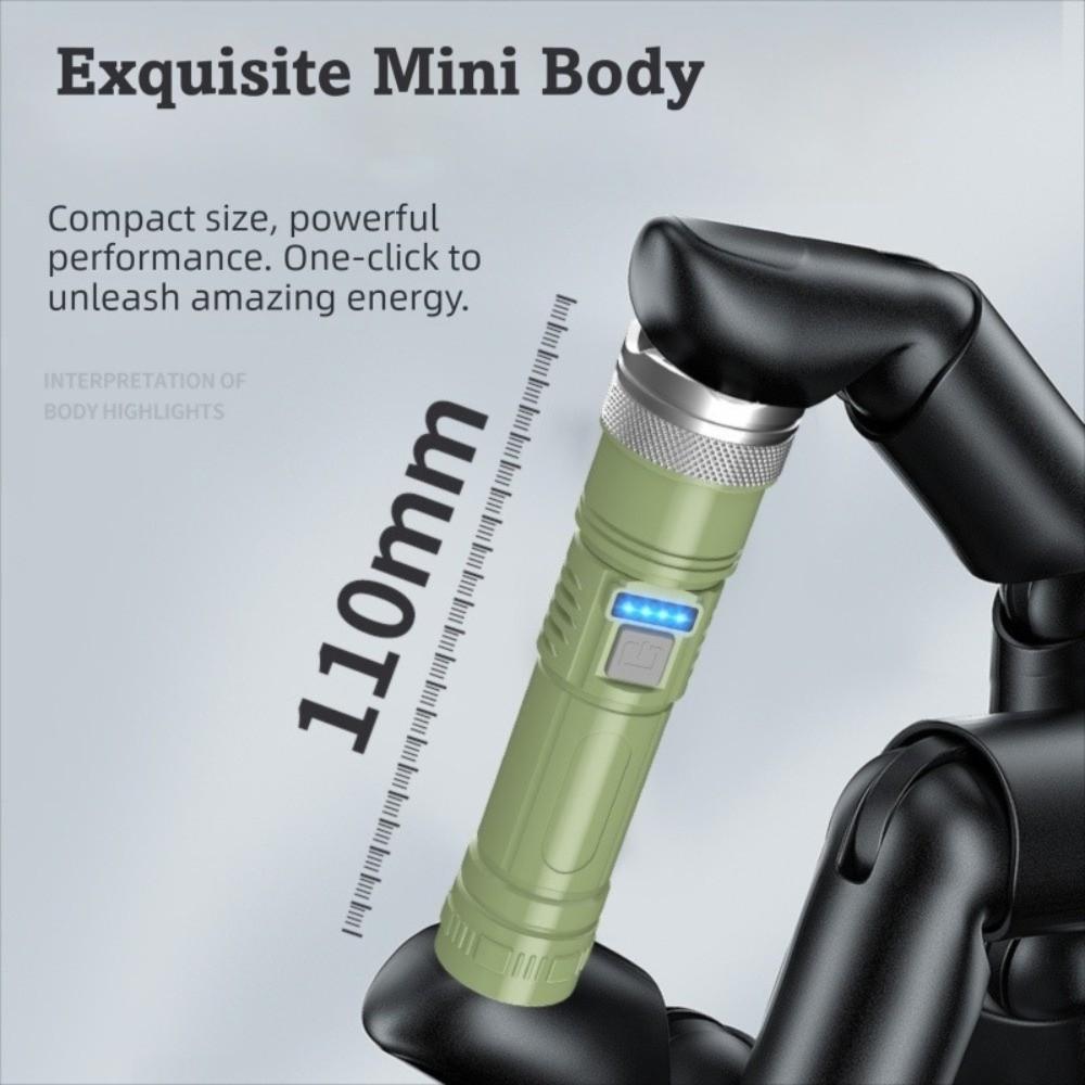 High Power LED Flashlight Type-C Charging Built-in Battery USB Charging Flashlight 3 Modes White Light Powered Flashlights