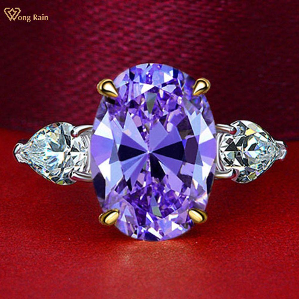 

Wong Rain Classic 100% стерлингового серебра 925 пробы овальной огранки с цирконами, драгоценный камень, свадебное обручальное кольцо, ювелирные изделия US 5 белый